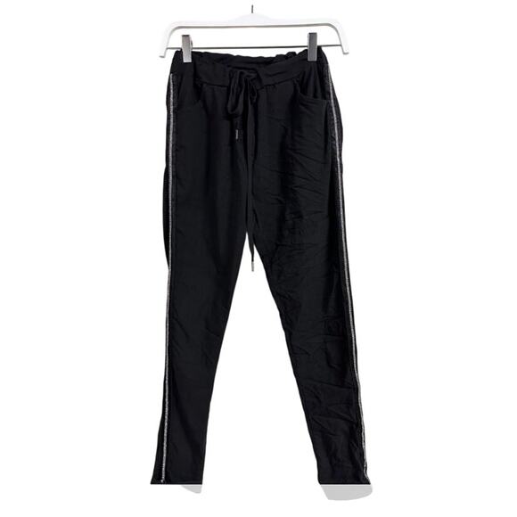 Venti6 RHINESTONE SIDE STRIPE CRINKLE JOGGER 60679-60038-BLACK-LARGE - Picture 4 of 6